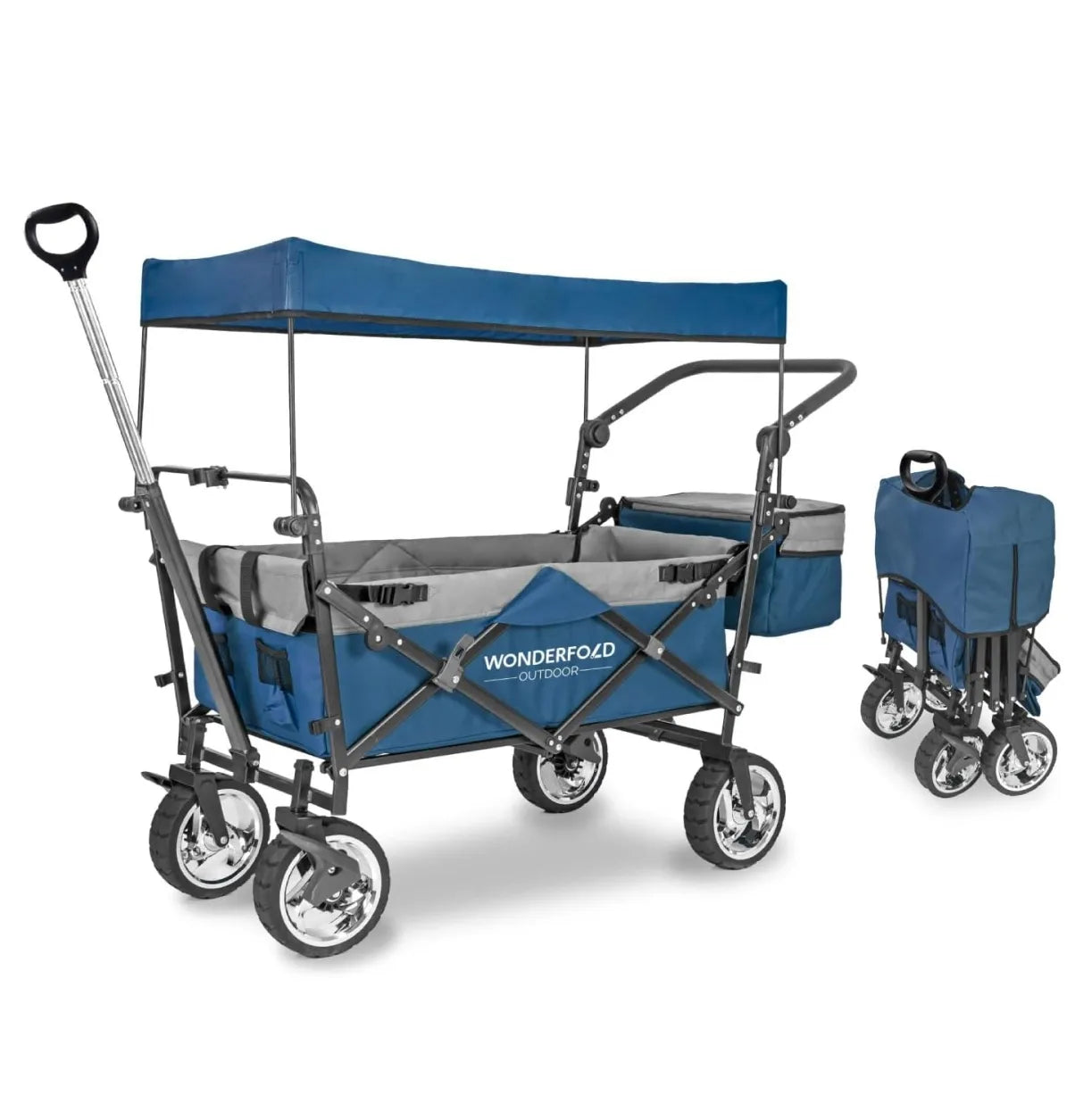 WonderFold S3 Push & Pull Folding Wagon with Cooler and Cupholder500-lb Weight Capacity