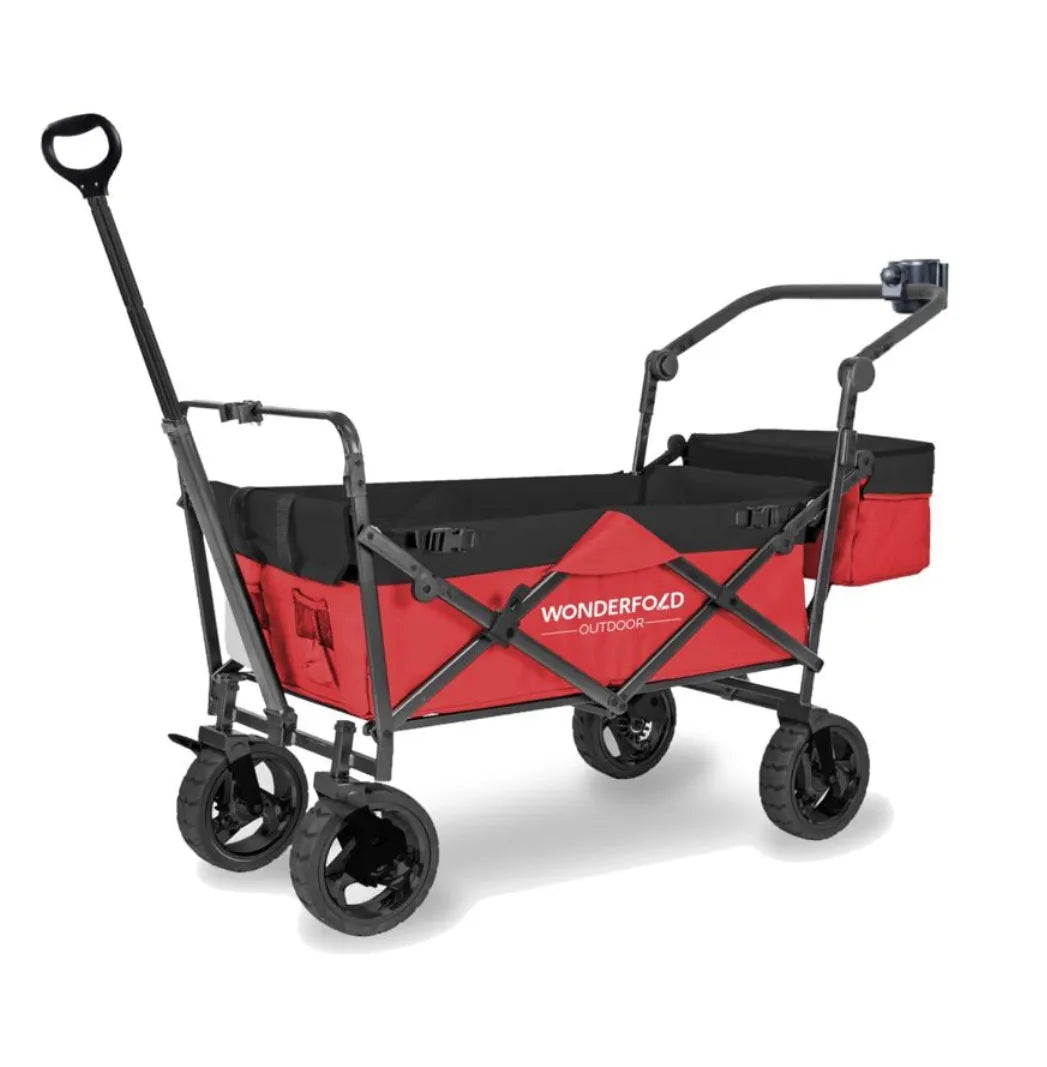 WonderFold S3 Push & Pull Folding Wagon with Cooler and Cupholder500-lb Weight Capacity