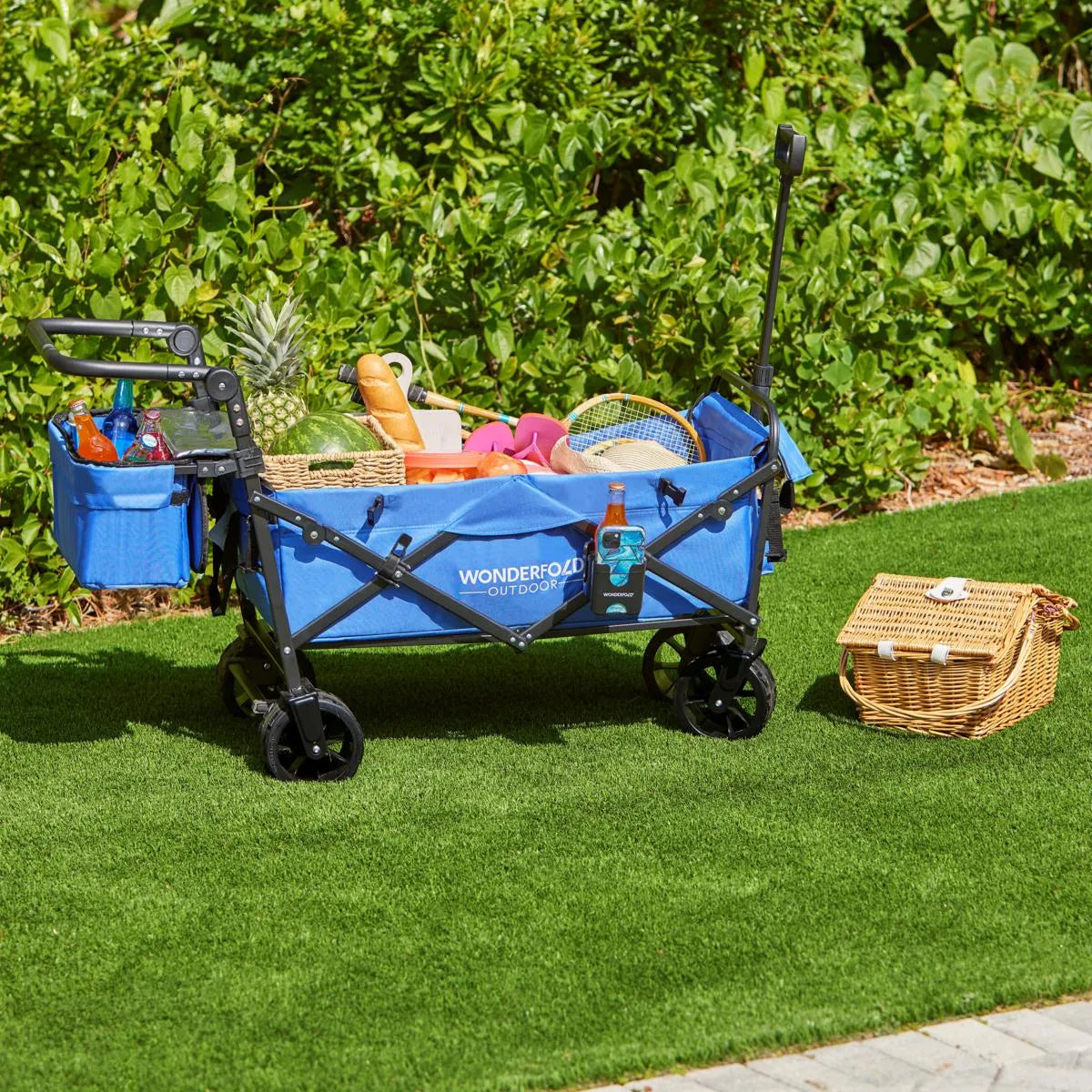WonderFold S3 Push & Pull Folding Wagon with Cooler and Cupholder500-lb Weight Capacity