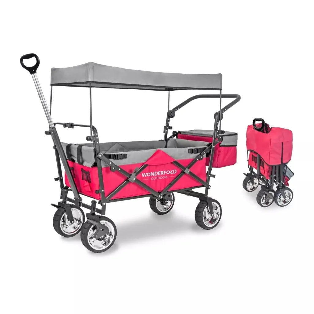 WonderFold S3 Push & Pull Folding Wagon with Cooler and Cupholder500-lb Weight Capacity