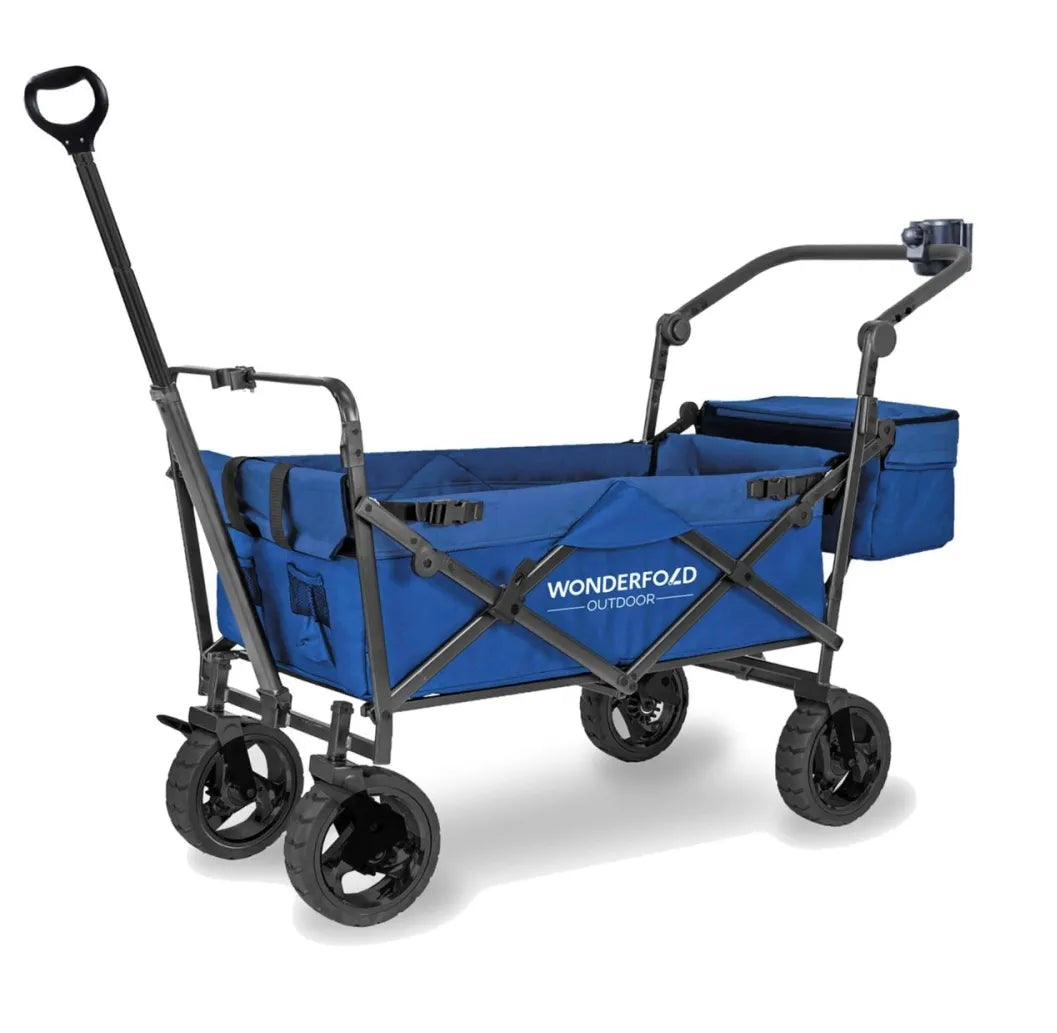 WonderFold S3 Push & Pull Folding Wagon with Cooler and Cupholder500-lb Weight Capacity