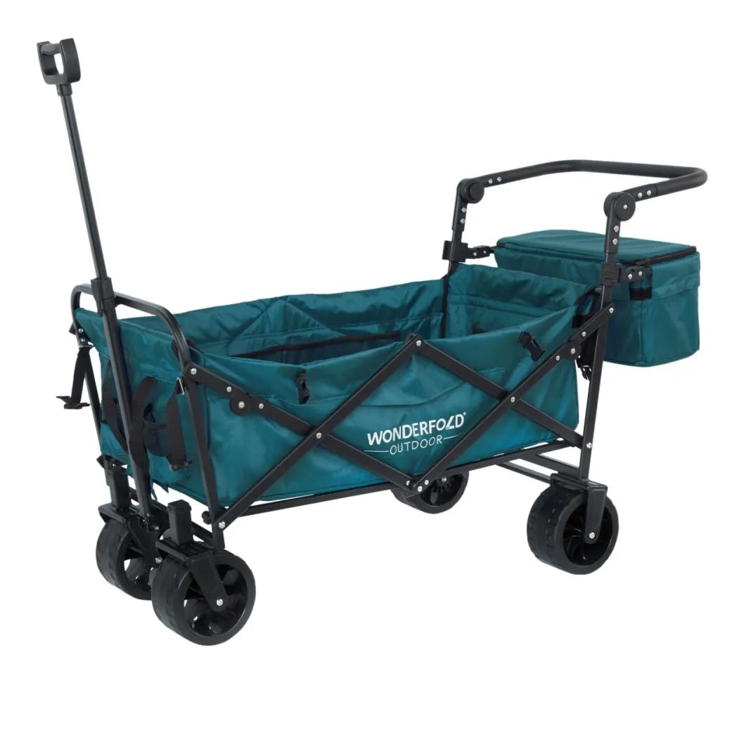 WonderFold S3 Push & Pull Folding Wagon with Cooler and Cupholder500-lb Weight Capacity