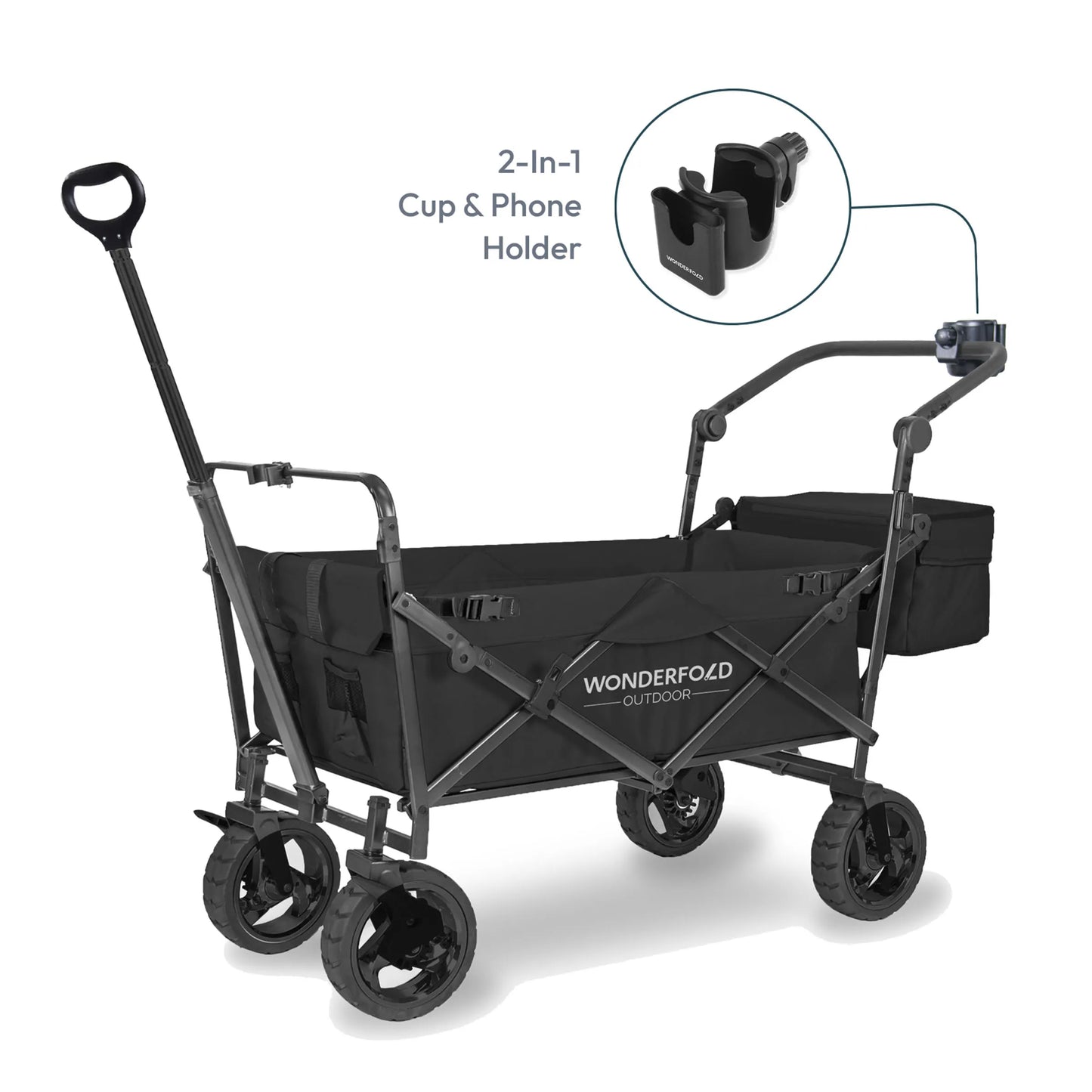 WonderFold S3 Push & Pull Folding Wagon with Cooler and Cupholder500-lb Weight Capacity