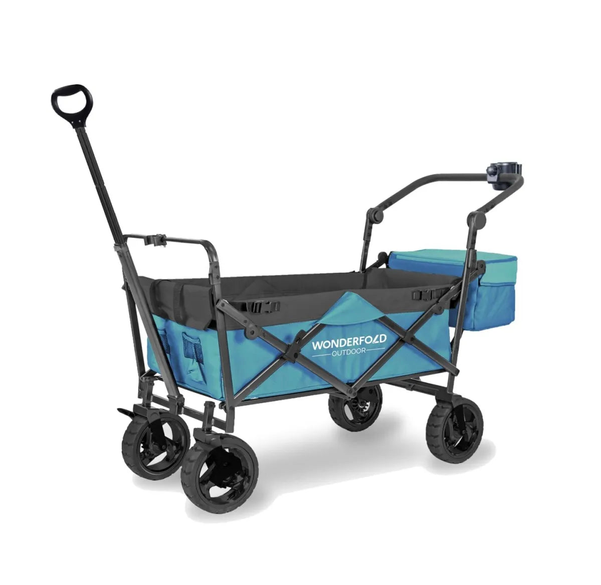 WonderFold S3 Push & Pull Folding Wagon with Cooler and Cupholder500-lb Weight Capacity