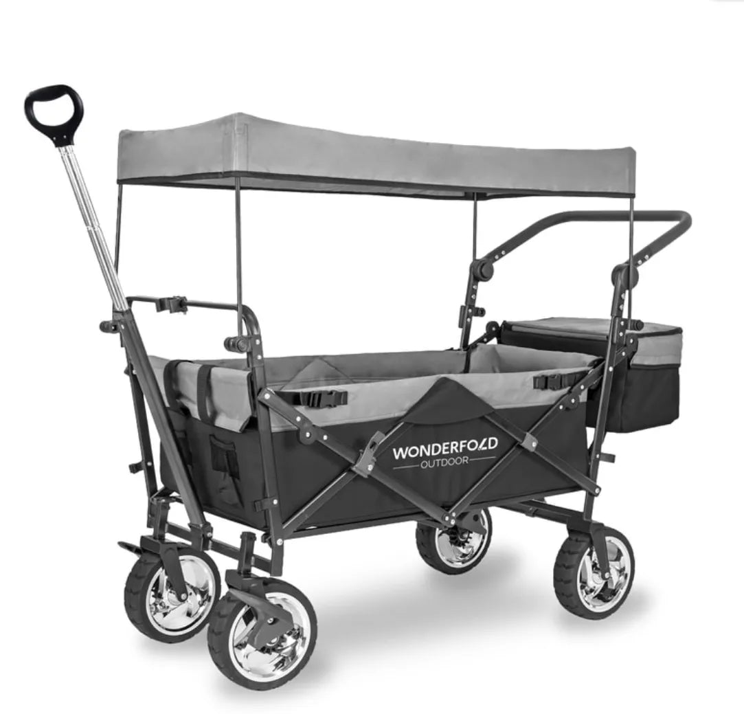 WonderFold S3 Push & Pull Folding Wagon with Cooler and Cupholder500-lb Weight Capacity